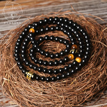 Load image into Gallery viewer, Pulsera Mala de 108 Cuentas – Onix Negro & Ojo de Tigre