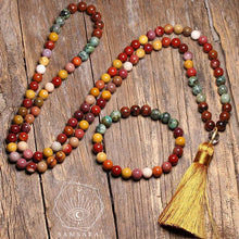 Cargar imagen en el visor de la galería, Set Antiestrés - Colgante & pulsera de piedras naturales - 108 cuentas