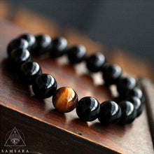 Cargar imagen en el visor de la galería, Pulsera de la Protección - Ónix Negro & Ojo de Tigre