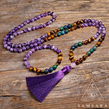 Cargar imagen en el visor de la galería, Set Focus - Colgante & Pulsera de piedras naturales - 108 cuentas