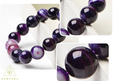 Cargar imagen en el visor de la galería, Pulsera del equilibrio - De piedra natural (Ágata púrpura)