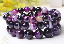 Cargar imagen en el visor de la galería, Pulsera del equilibrio - De piedra natural (Ágata púrpura)