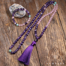 Cargar imagen en el visor de la galería, Set Amor - Colgante & Pulsera de piedras naturales - 108 cuentas