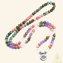 Load image into Gallery viewer, Pulsera Mala - 108 cuentas - Turquesa Africana & Rodocrosita