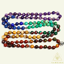 Cargar imagen en el visor de la galería, Japa mala "7 chakras" 108 cuentas anudadas