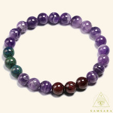 Cargar imagen en el visor de la galería, Set Amatista - Colgante & Pulsera de piedras naturales - 108 cuentas