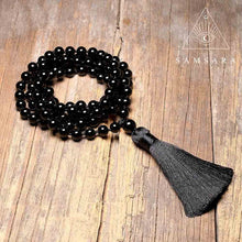Cargar imagen en el visor de la galería, Set Protector Ónix Negro - Colgante anudado & Pulsera de piedras naturales - 108 cuentas