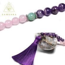 Cargar imagen en el visor de la galería, Set Amor - Colgante & Pulsera de piedras naturales - 108 cuentas