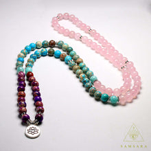 Load image into Gallery viewer, Pulsera Mala - 108 cuentas - Cuarzo Rosa & Turquesa