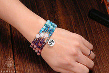 Load image into Gallery viewer, Pulsera Mala - 108 cuentas - Cuarzo Azul & Rodocrosita