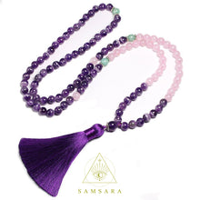 Cargar imagen en el visor de la galería, Set Amor - Colgante & Pulsera de piedras naturales - 108 cuentas