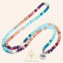 Load image into Gallery viewer, Pulsera Mala - 108 cuentas - Cuarzo Azul & Rodocrosita