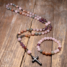 Cargar imagen en el visor de la galería, Set Rosario Samsara - Cuarzo Rosa