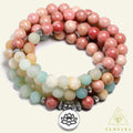 Pulsera Mala - 108 cuentas - Rodocrosita y Amazonita